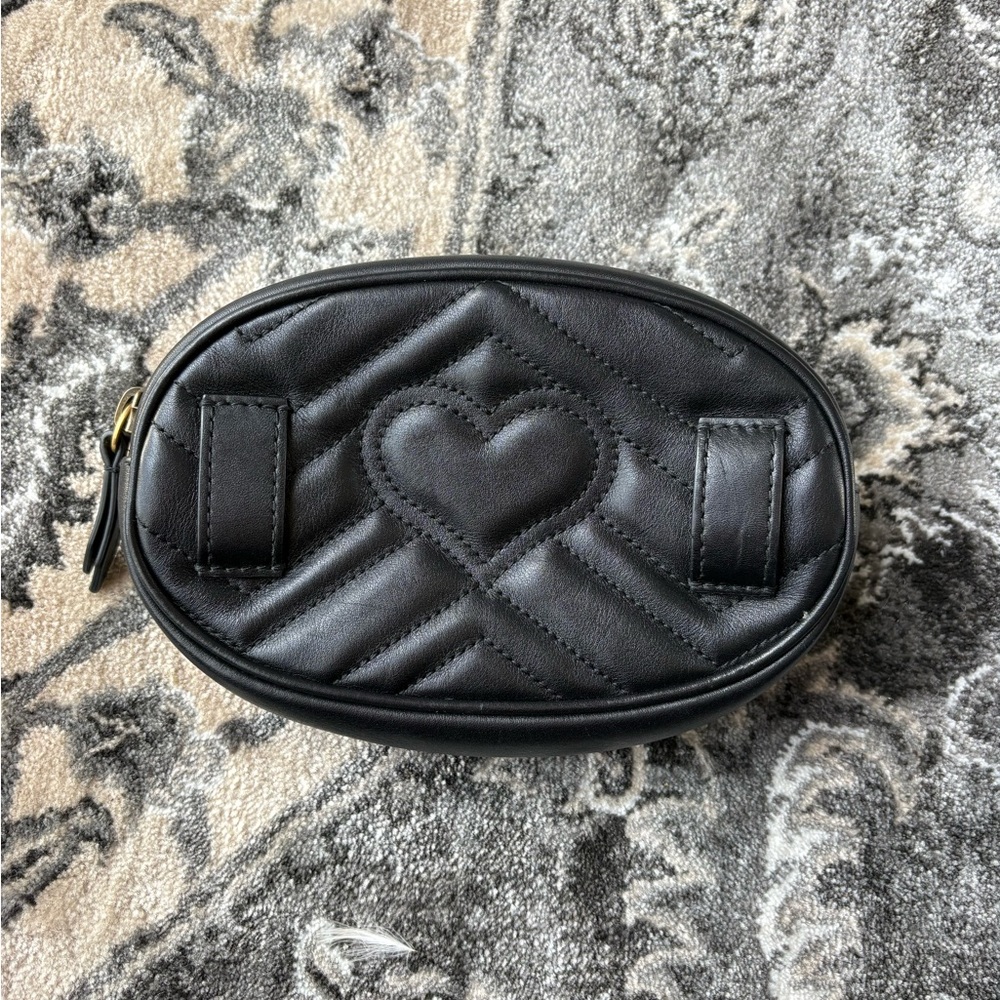 Gucci Black GG Marmont Quilted Leather Belt Bag with Gold Hardware - Picture 2 of 3